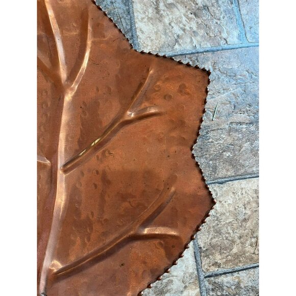 Vtg 1970's Solid Copper Maple Leaf Decorative Serving Dish Hand Hammered - Picture 7 of 10